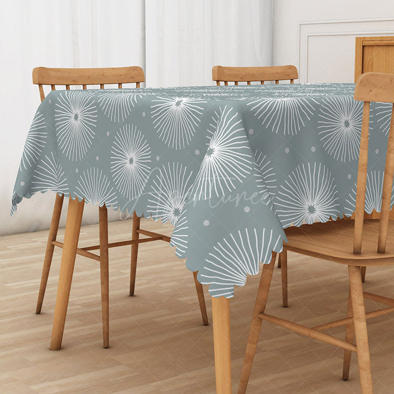 Aperturee - Aperturee Cute White Dandelion Rectangle Tablecloth for Whimsical Spring and Modern Farmhouse Kitchen Decor