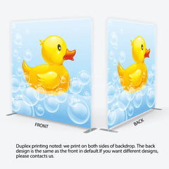 Aperturee - Aperturee Cute Yellow Rubber Duck and Bubbles Square Double-Sided Backdrop Adorable Baby Shower Birthday Party Decor