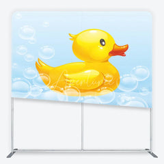 Aperturee - Aperturee Cute Yellow Rubber Duck and Bubbles Square Double-Sided Backdrop Adorable Baby Shower Birthday Party Decor
