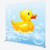 Aperturee - Aperturee Cute Yellow Rubber Duck and Bubbles Square Double-Sided Backdrop Adorable Baby Shower Birthday Party Decor