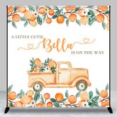 Aperturee - Aperturee Cutie Orange Fruit Custom Name Baby Shower Backdrop