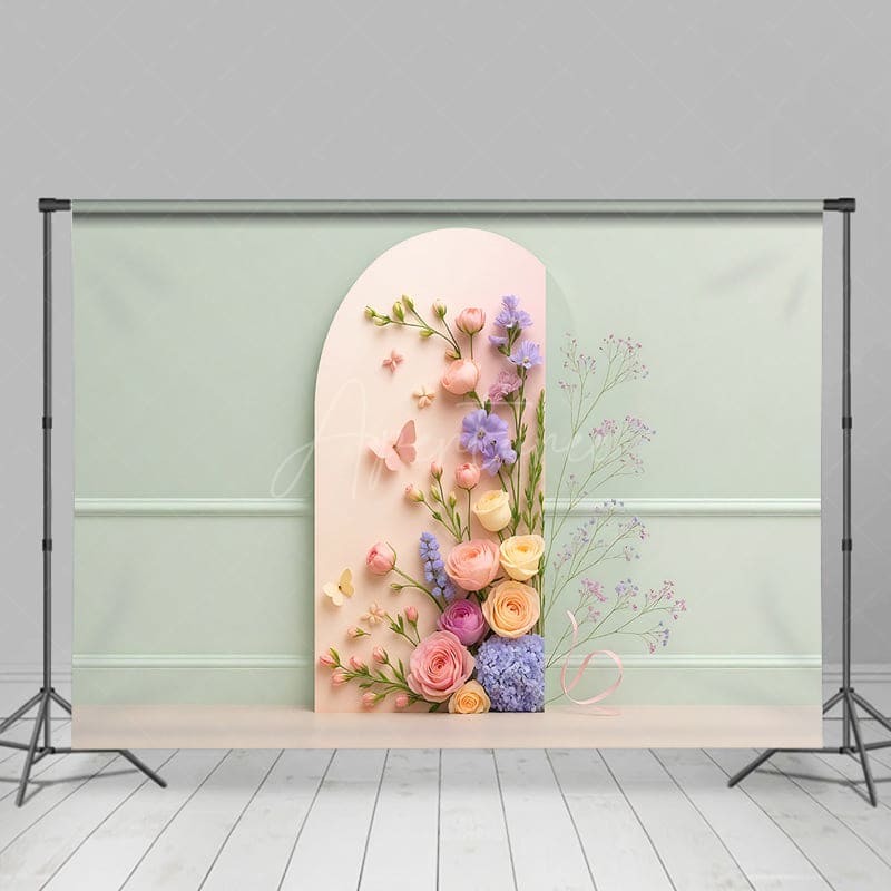 Aperturee - Aperturee Dainty Floral Clean Elegant Wall Wedding Backdrop