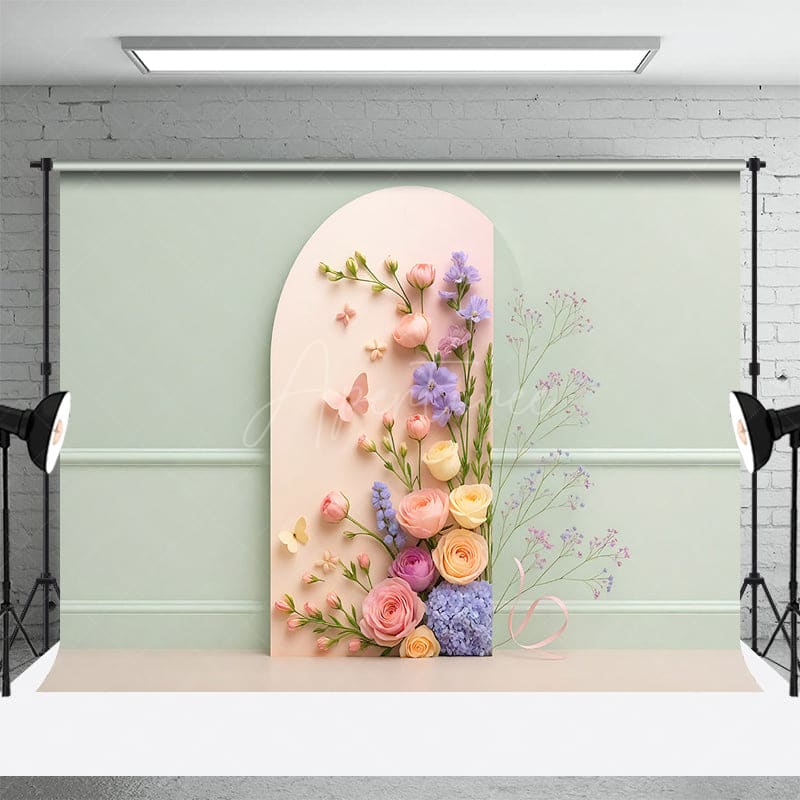 Aperturee - Aperturee Dainty Floral Clean Elegant Wall Wedding Backdrop