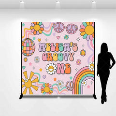 Aperturee - Aperturee Daisy Ball Groovy One Custom Name Birthday Backdrop