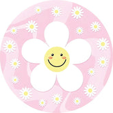Aperturee - Aperturee Daisy Floral Round Backdrop Yellow White Spring Flower Circle Frame Wedding Birthday Baby Shower Photo Background