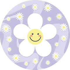 Aperturee - Aperturee Daisy Floral Round Backdrop Yellow White Spring Flower Circle Frame Wedding Birthday Baby Shower Photo Background