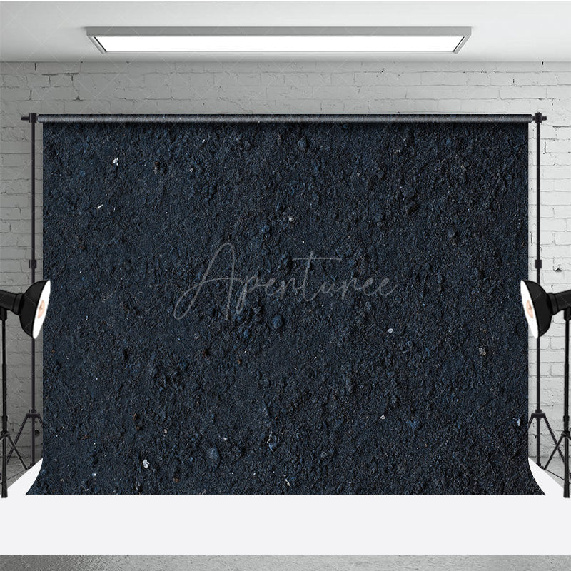 Aperturee - Aperturee Dark Asphalt Abstract Textured Photography Backdrop Black Grunge Gravel Surface for Moody Product Flat Lays