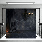 Aperturee - Aperturee Dark Black Room Curtain Candle Retro Wall Backdrop