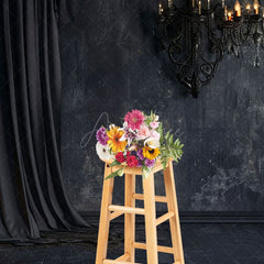 Aperturee - Aperturee Dark Black Room Curtain Candle Retro Wall Backdrop