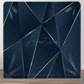 Aperturee - Aperturee Dark Blue 3D Abstract Polygonal Fabric Backdrop Decor