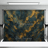 Aperturee - Aperturee Dark Blue and Gold Abstract Texture Photography Backdrop Elegant Artistic Portrait Background