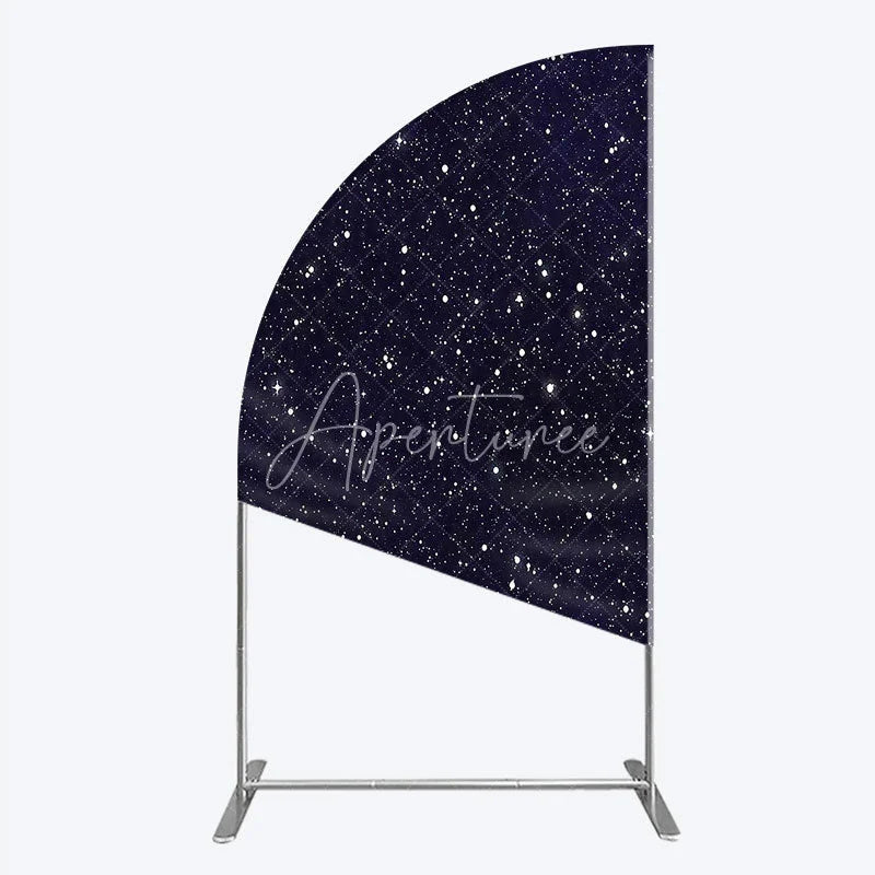 Aperturee - Aperturee Dark Blue Starry Night Half Moon Arch Backdrop Celestial Galaxy Theme for Baby Shower and Birthday Party Decor