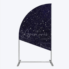 Aperturee - Aperturee Dark Blue Starry Night Half Moon Arch Backdrop Celestial Galaxy Theme for Baby Shower and Birthday Party Decor