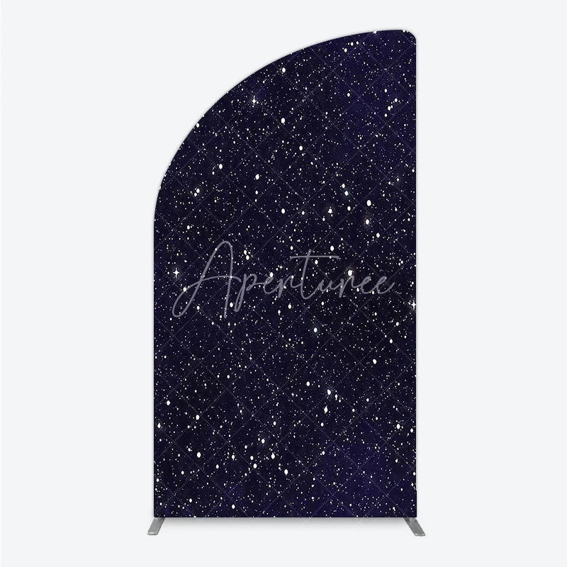 Aperturee - Aperturee Dark Blue Starry Night Half Moon Arch Backdrop Celestial Galaxy Theme for Baby Shower and Birthday Party Decor