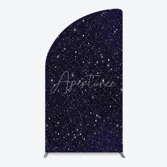 Aperturee - Aperturee Dark Blue Starry Night Half Moon Arch Backdrop Celestial Galaxy Theme for Baby Shower and Birthday Party Decor