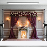 Aperturee - Aperturee Dark Blush Floral Wedding Candles Photo Backdrop