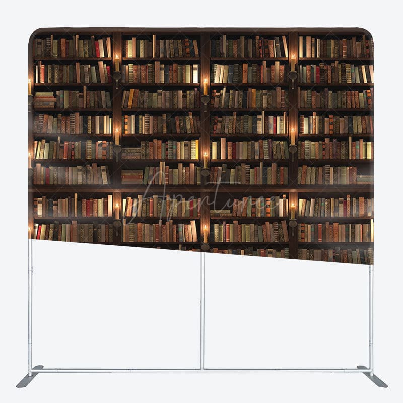 Aperturee - Aperturee Dark Bookshelf Photography Square Tension Backdrop
