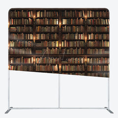 Aperturee - Aperturee Dark Bookshelf Photography Square Tension Backdrop