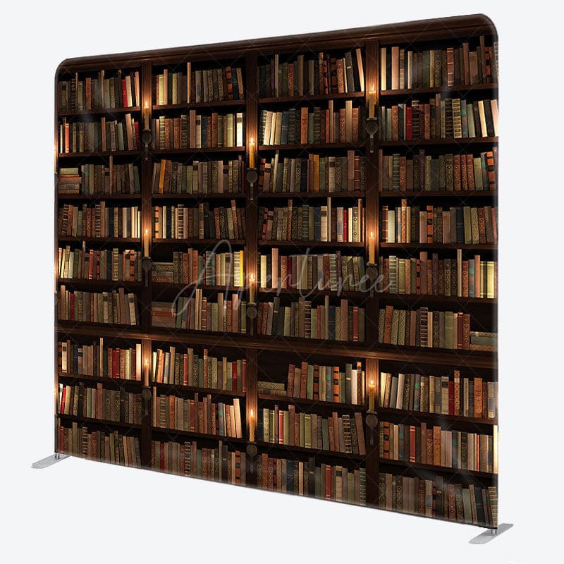 Aperturee - Aperturee Dark Bookshelf Photography Square Tension Backdrop