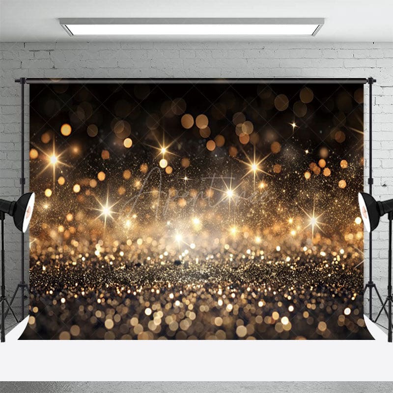 Aperturee - Aperturee Dark Brown With Bokeh Glitters Photography Backdrop