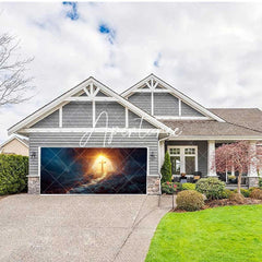 Aperturee - Aperturee Dark Cave Sunlight Cross Easter Garage Door Banner