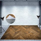 Aperturee - Aperturee Dark Color Wood Crossing Floor Fabric Floor Backdrop