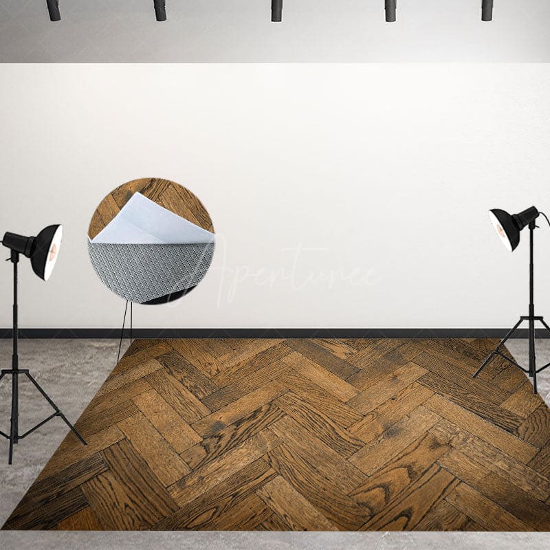 Aperturee - Aperturee Dark Color Wood Crossing Floor Fabric Floor Backdrop