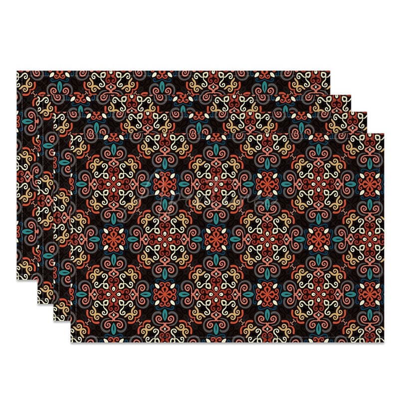 Aperturee - Aperturee Dark Colors Slovakia Patterns Set of 4 Placemats
