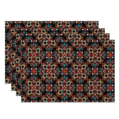 Aperturee - Aperturee Dark Colors Slovakia Patterns Set of 4 Placemats