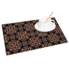 Aperturee - Aperturee Dark Colors Slovakia Patterns Set of 4 Placemats