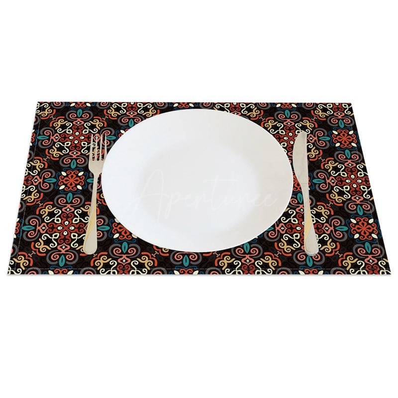 Aperturee - Aperturee Dark Colors Slovakia Patterns Set of 4 Placemats