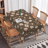 Aperturee - Aperturee Dark Cottagecore Floral Rectangle Tablecloth Gothic Green with Pink Flowers Vintage Farmhouse Dining Decor