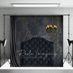 Aperturee - Aperturee Dark Elegant Curtains Chandelier Retro Wall Backdrop