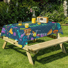 Aperturee - Aperturee Dark Green Happy Birthday Print Rectangular Tablecloth