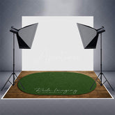 Aperturee - Aperturee Dark Green Oval Carpet Rubber Floor Mat For Photo