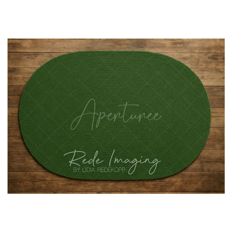 Aperturee - Aperturee Dark Green Oval Carpet Rubber Floor Mat For Photo