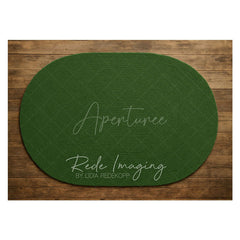 Aperturee - Aperturee Dark Green Oval Carpet Rubber Floor Mat For Photo