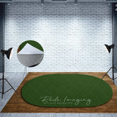 Aperturee - Aperturee Dark Green Oval Rug Fabric Floor Backdrop For Photo