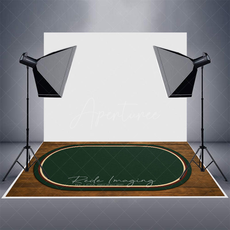 Aperturee - Aperturee Dark Green Rug Wooden Rubber Floor Mat For Photo