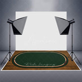 Aperturee - Aperturee Dark Green Rug Wooden Rubber Floor Mat For Photo