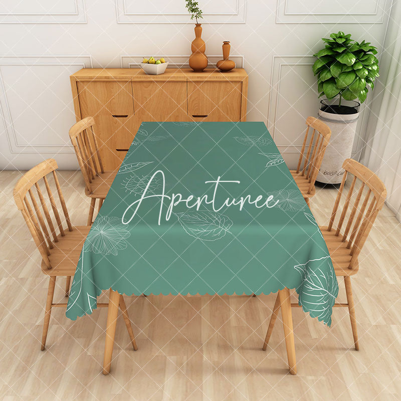Aperturee - Aperturee Dark Green Simple Drawing Rectangular Tablecloth