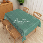 Aperturee - Aperturee Dark Green Simple Drawing Rectangular Tablecloth