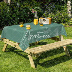Aperturee - Aperturee Dark Green Simple Drawing Rectangular Tablecloth