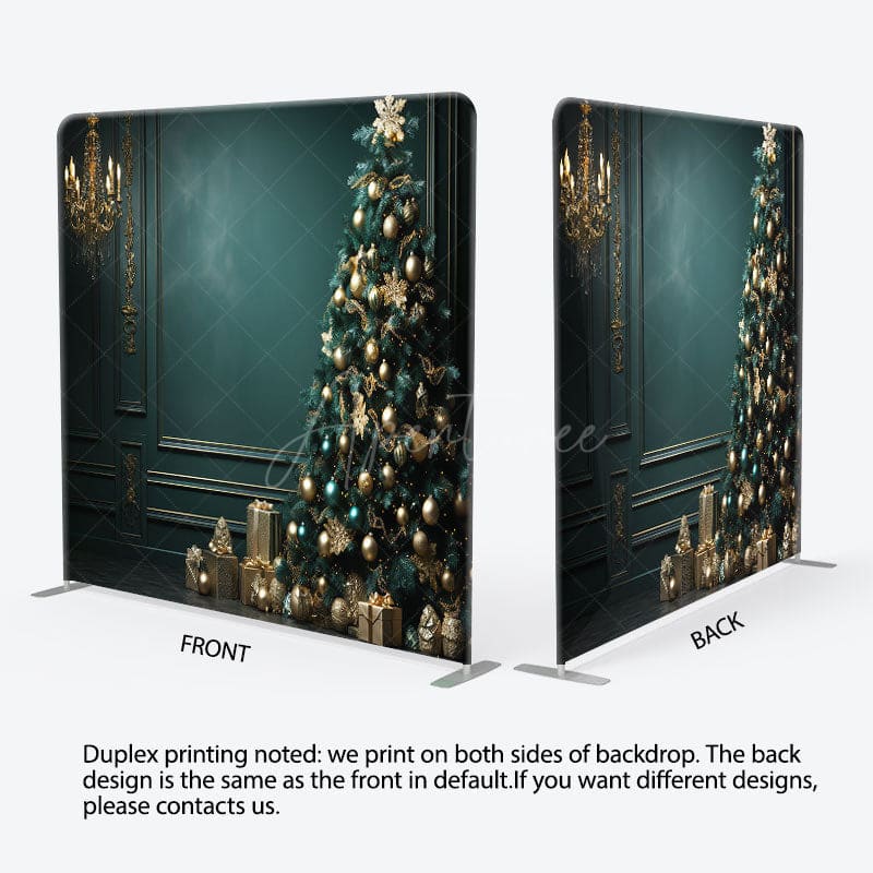 Aperturee - Aperturee Dark Green Wall Gifts Christmas Pillow Case Backdrop