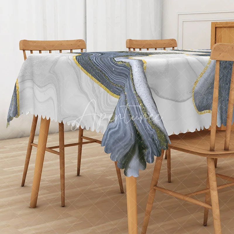 Aperturee - Aperturee Dark Grey Glitter Rectangle Tablecloth with Gradient Effect for Modern and Glamorous Party Decor