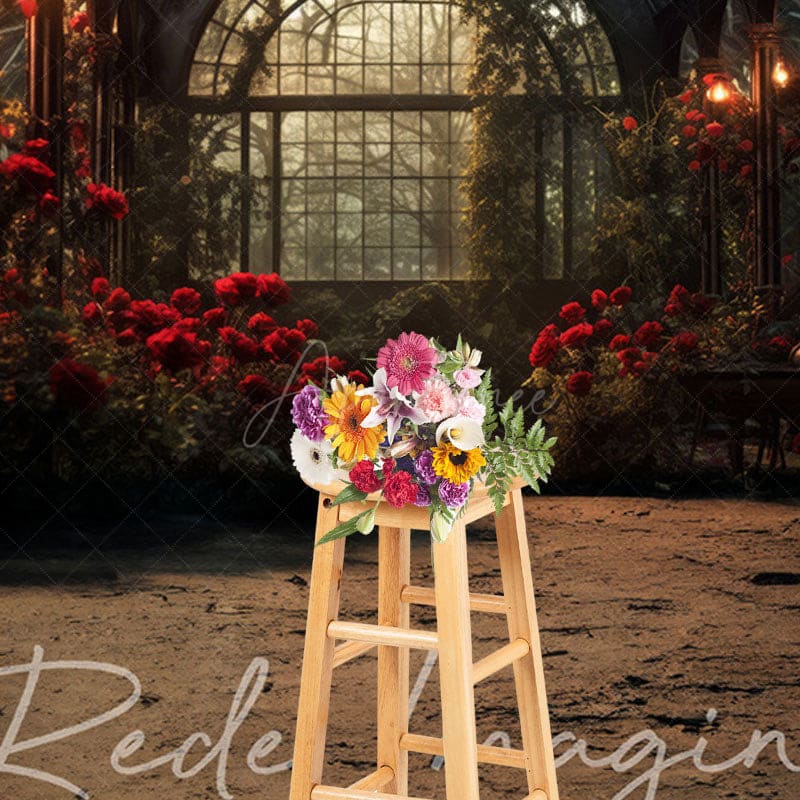 Aperturee - Aperturee Dark Lovely Greenhouse Window Photography Backdrop