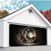 Aperturee - Aperturee Dark Night Cave Holy Cross Easter Garage Door Banner