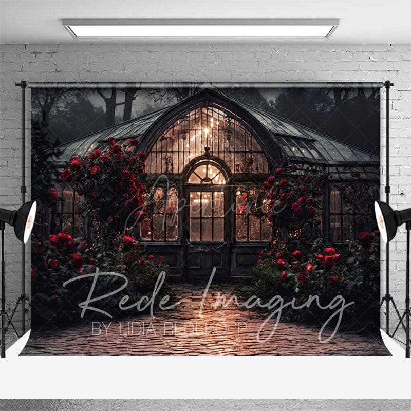Aperturee - Aperturee Dark Night Lighted Lovely Greenhouse Photo Backdrop