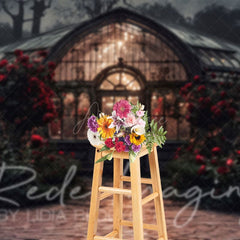 Aperturee - Aperturee Dark Night Lighted Lovely Greenhouse Photo Backdrop