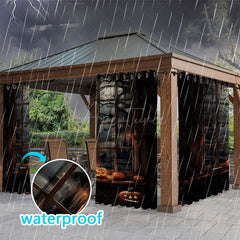 Aperturee - Aperturee Dark Night Window Waterproof Printed Outdoor Curtains